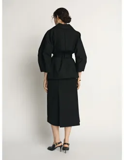 Veronika Maine Cocoon Sleeve Cropped Trench Black Size 6 for rent on The Volte - image 5