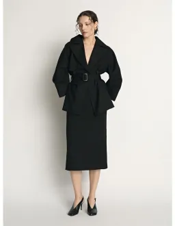 Veronika Maine Cocoon Sleeve Cropped Trench Black Size 6 for rent on The Volte - image 2