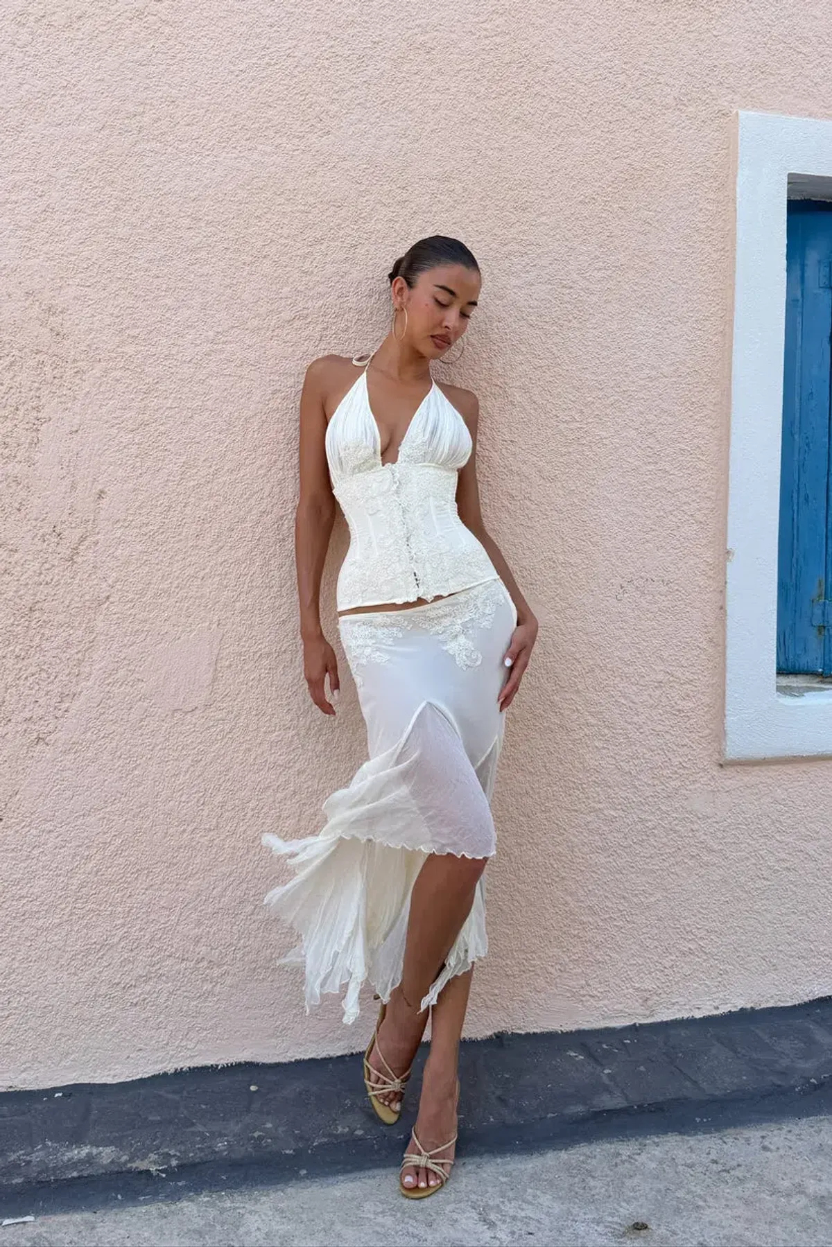 Mali Marea Rosabella Midi Skirt & Corset Ivory White - Image 3