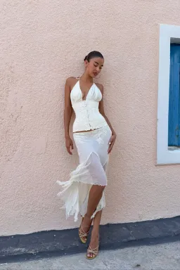 Mali Marea Rosabella Midi Skirt & Corset Ivory White for rent on The Volte - image 3