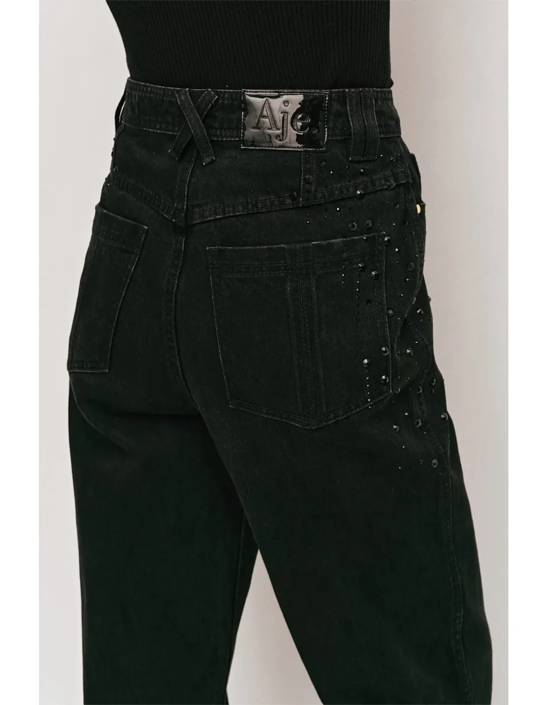 Aje Vanaia Black Tapered Denim Jeans Size 6 for rent on The Volte - main image