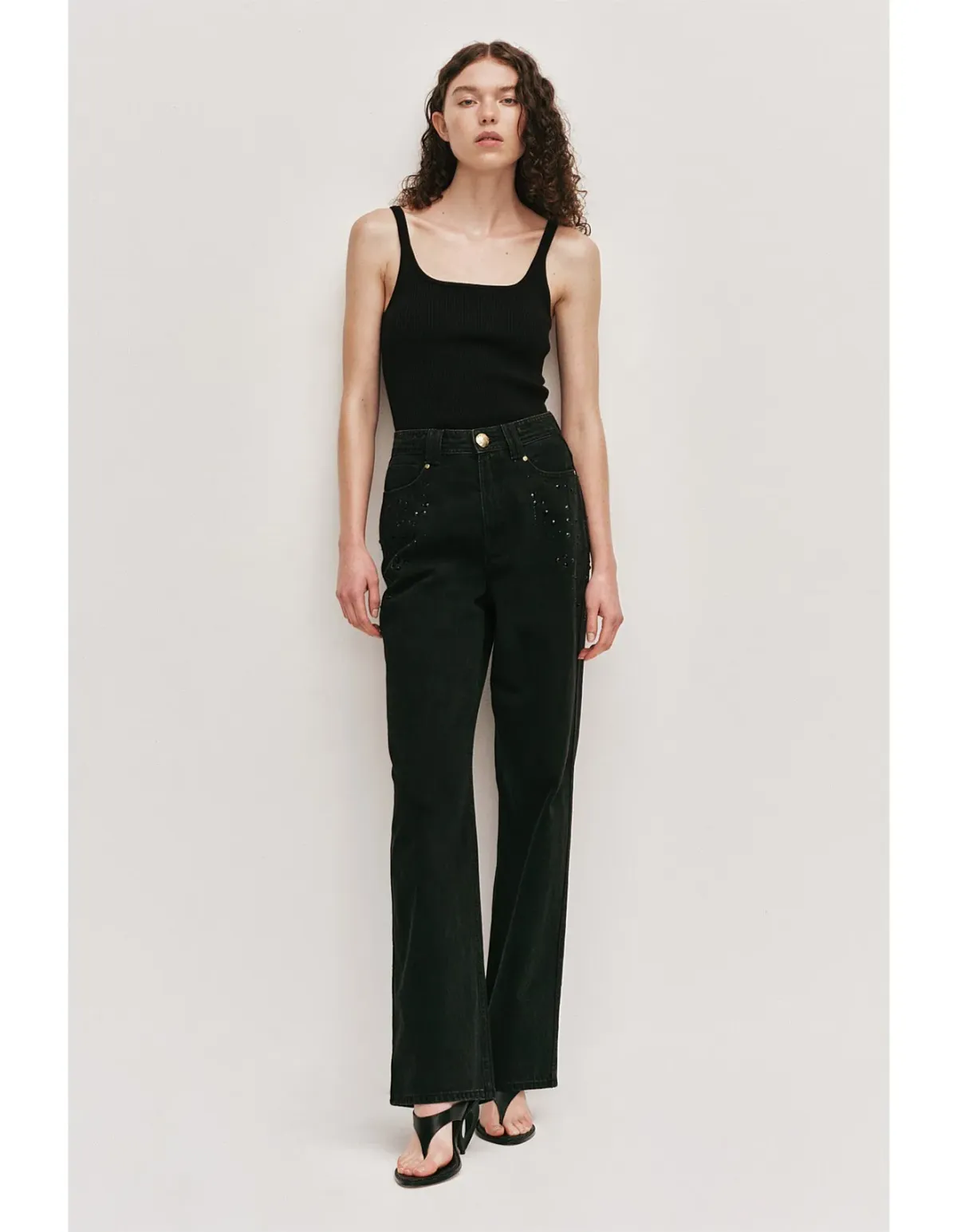 Aje Vanaia Black Tapered Denim Jeans Size 6 for rent on The Volte - main image