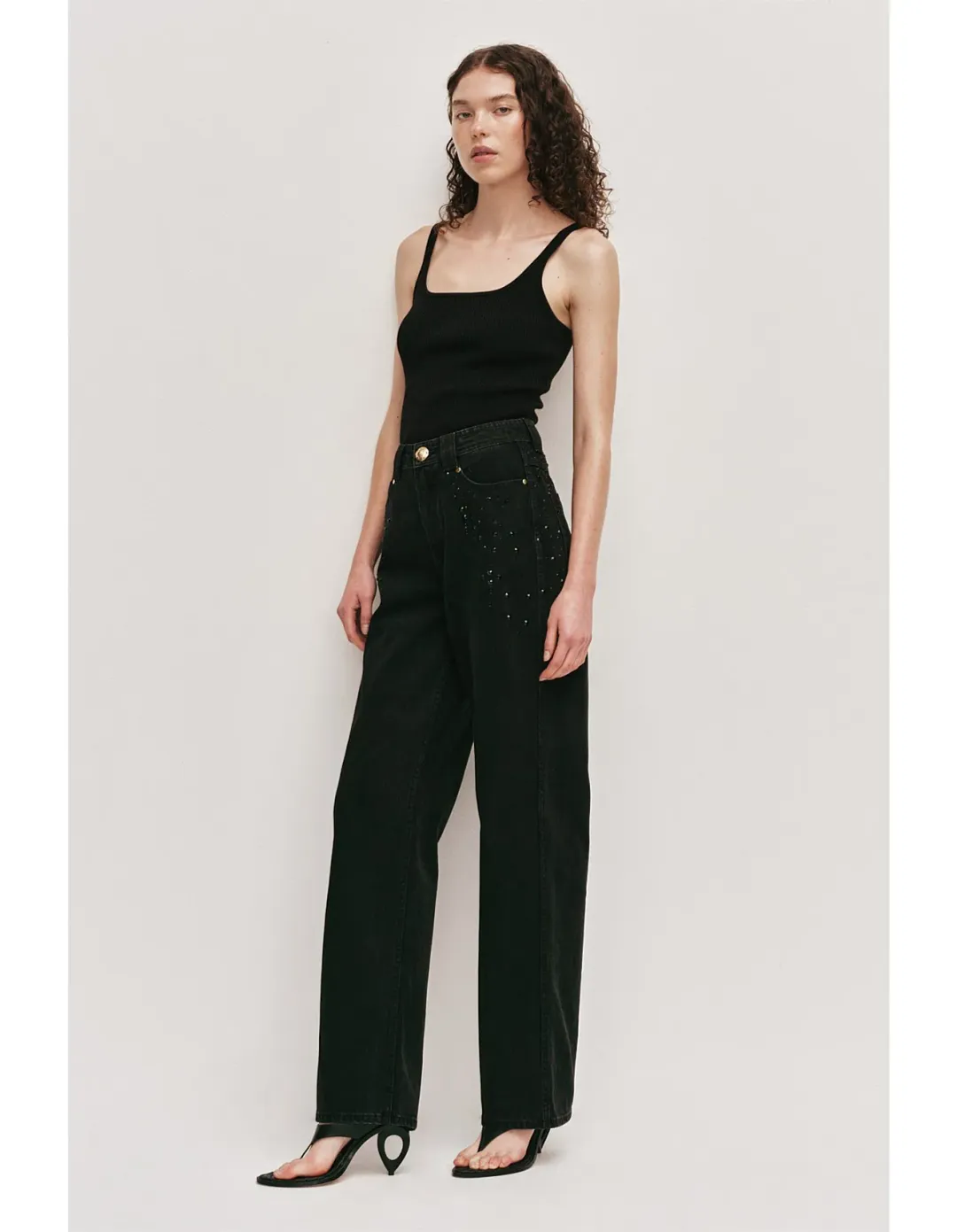 Aje Vanaia Black Tapered Denim Jeans Size 6 for rent on The Volte - main image