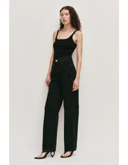 Aje Vanaia Black Tapered Denim Jeans Size 6 for rent on The Volte - image 2
