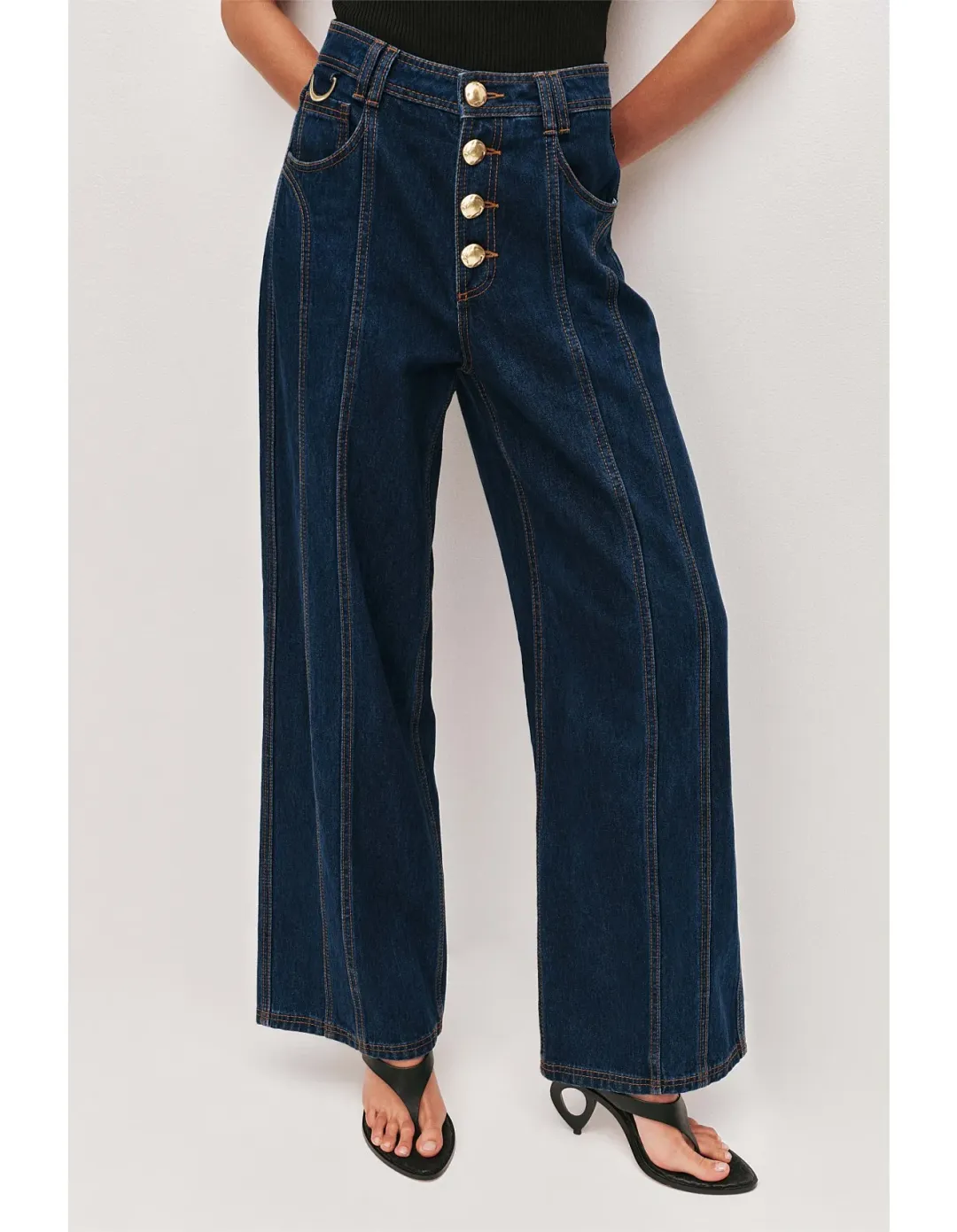 Aje Elodi Straight Denim Jeans Size 6 Blue for rent on The Volte - main image