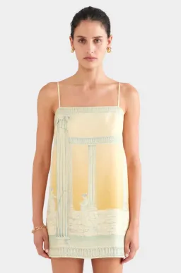 Venroy Silk Twill Mini Dress in Ancient Greek Orange Sunset Yellow Size XS / AU 6 for rent on The Volte - image 2