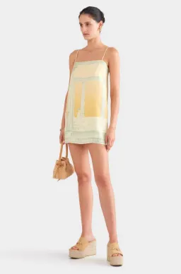 Venroy Silk Twill Mini Dress in Ancient Greek Orange Sunset Yellow Size XS / AU 6 for rent on The Volte - image 1