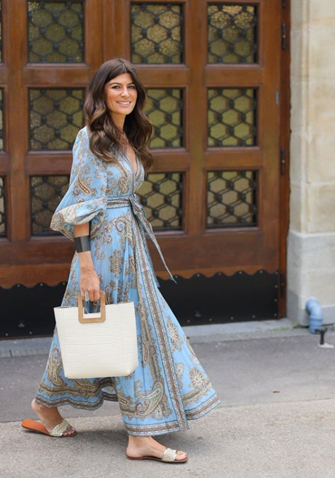 Zimmermann Fiesta Wrap Long Dress Aqua Paisley Size 0 / AU 8 for rent on The Volte - main image