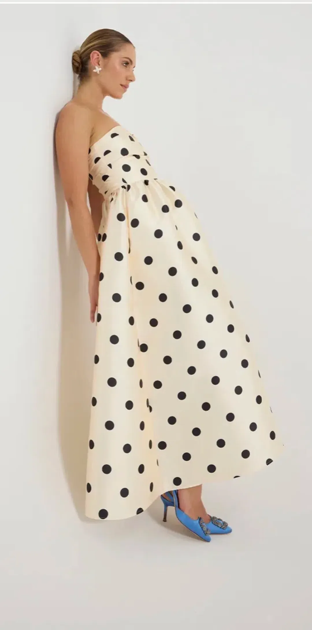 Dottie strapless midi polka dot dress for rent on The Volte - main image