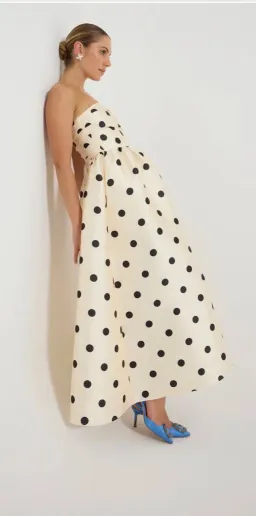 Dottie strapless midi polka dot dress for rent on The Volte - image 4