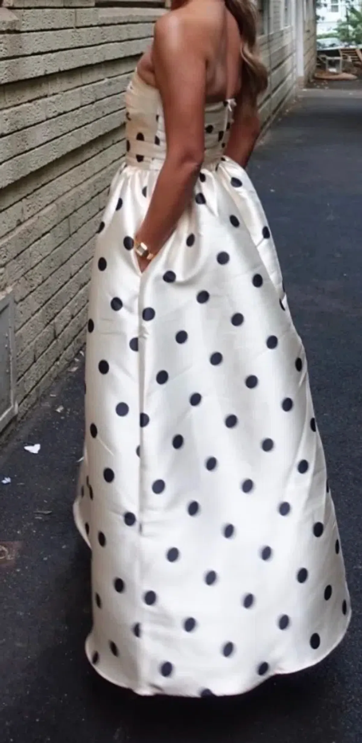 Dottie strapless midi polka dot dress - Image 3