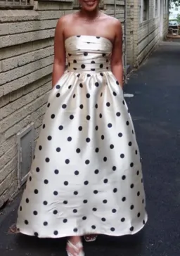 Dottie strapless midi polka dot dress for rent on The Volte - image 2