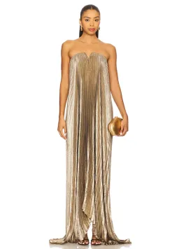Líder Black Tie Gown size 6 Gold Shimmer for rent on The Volte - image 1