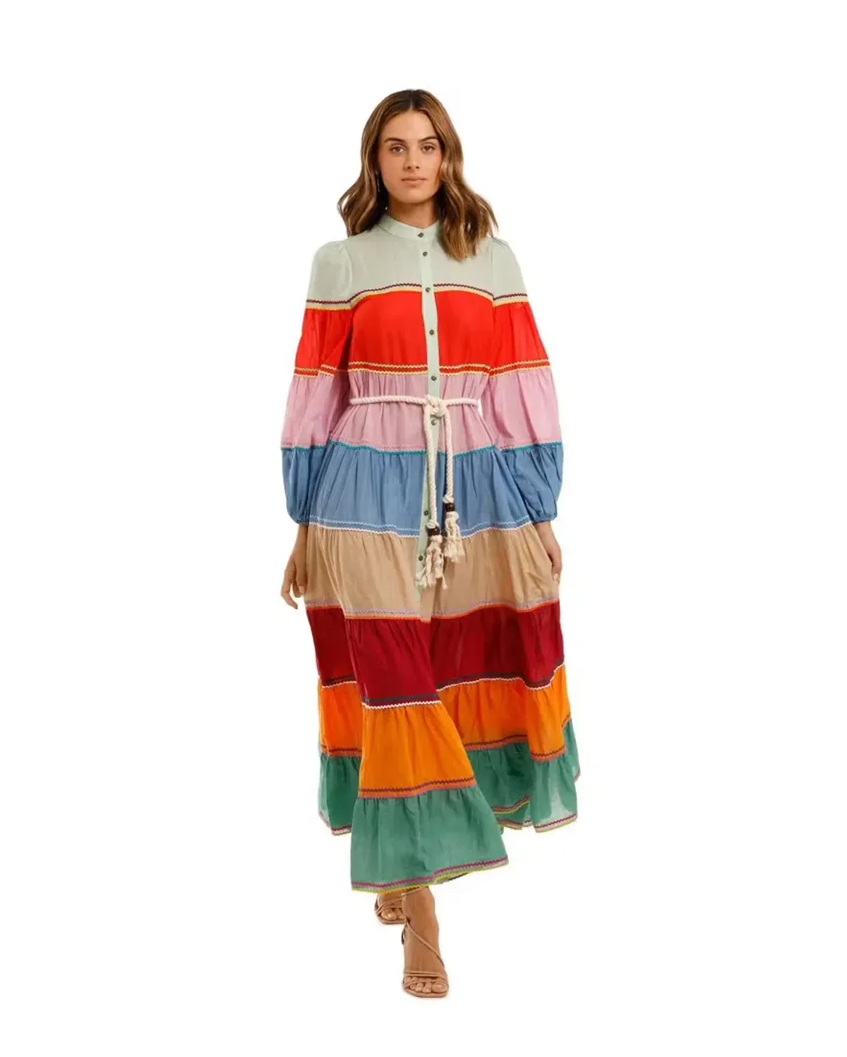 Zimmermann Riders Tiered Midi Dress Multi Size 2 / AU 12 - Image 1