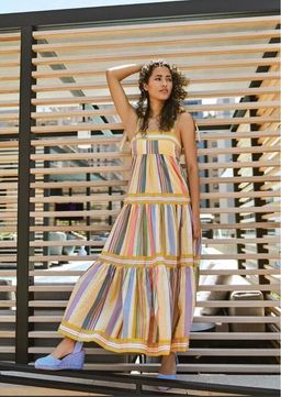 Zimmermann Mae Tie Shoulder Dress Multi Stripe Size 0 / AU 8 for rent on The Volte - image 1