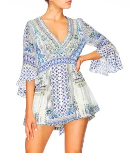 Camilla Salvador Summer Low V Neck Playsuit Blue Size Small for rent on The Volte - image 1