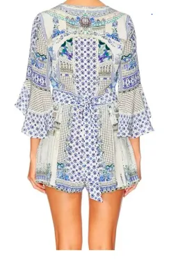 Camilla Salvador Summer Low V Neck Playsuit Blue Size Small for rent on The Volte - image 3