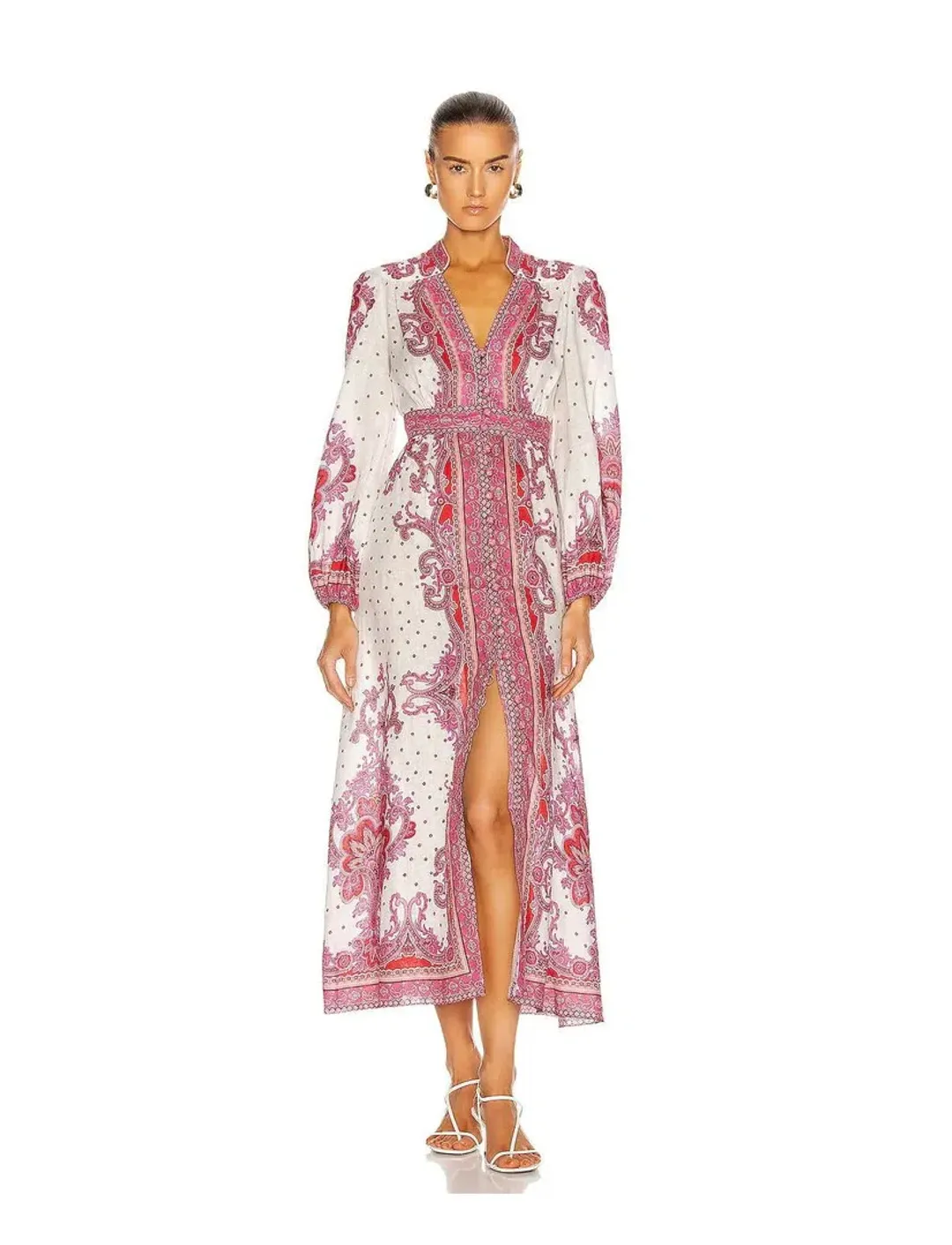 Zimmermann Bells Paisley Long Dress Red Paisley Size 1 / Au 10 for rent on The Volte - main image