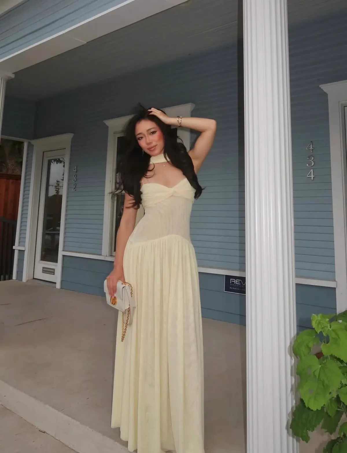 COCOSIN Muse Mesh Halter Gown S Butter Yellow - Image 2