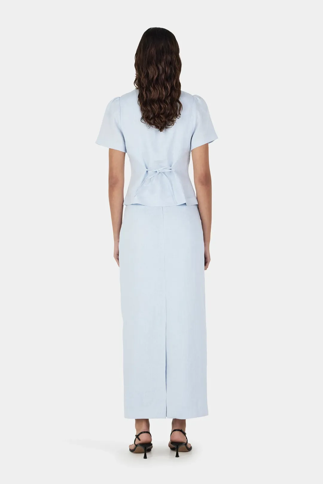 HANSEN + GRETEL Sellar Linen Top Baby Blue for rent on The Volte - main image