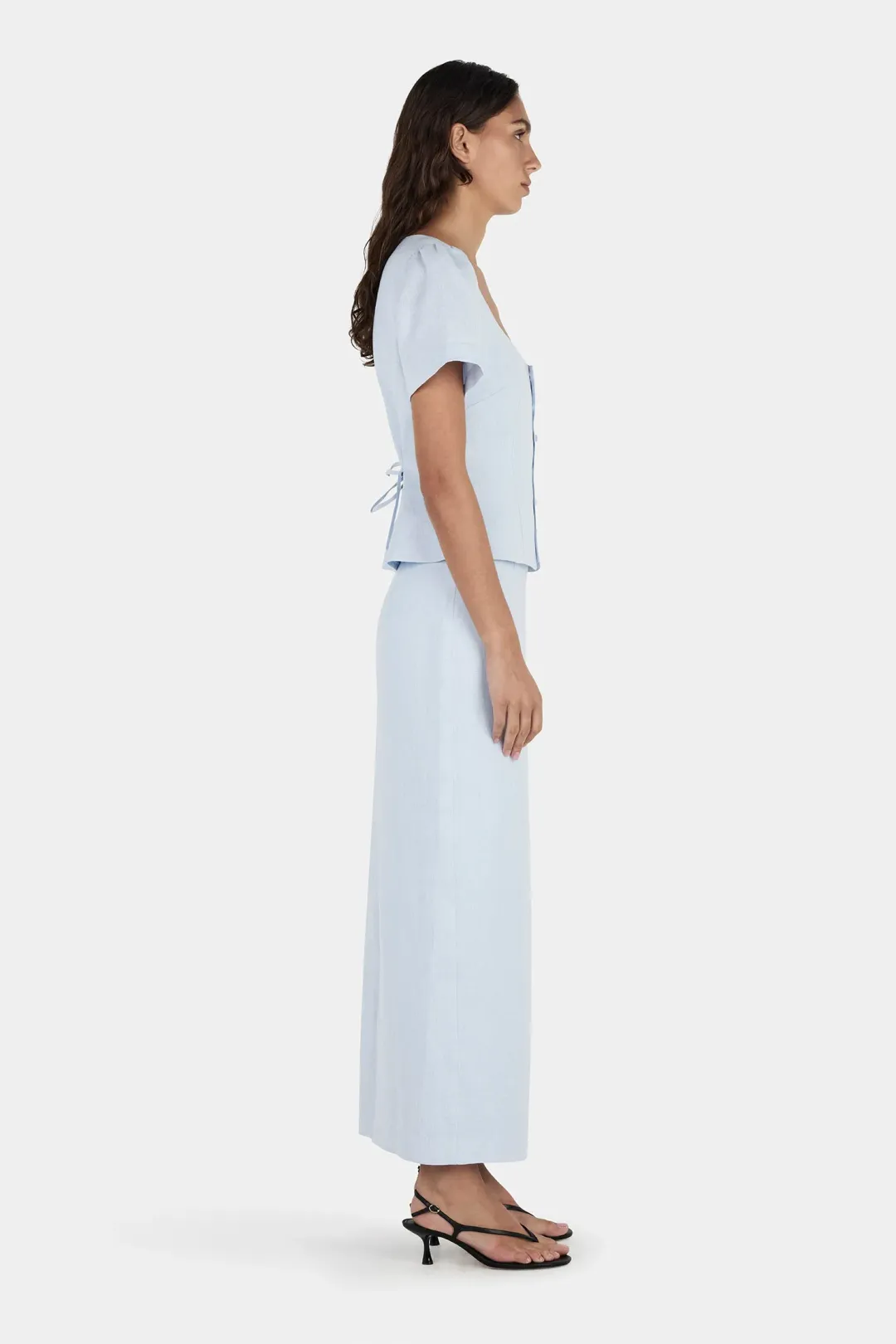HANSEN + GRETEL Sellar Linen Top Baby Blue for rent on The Volte - main image