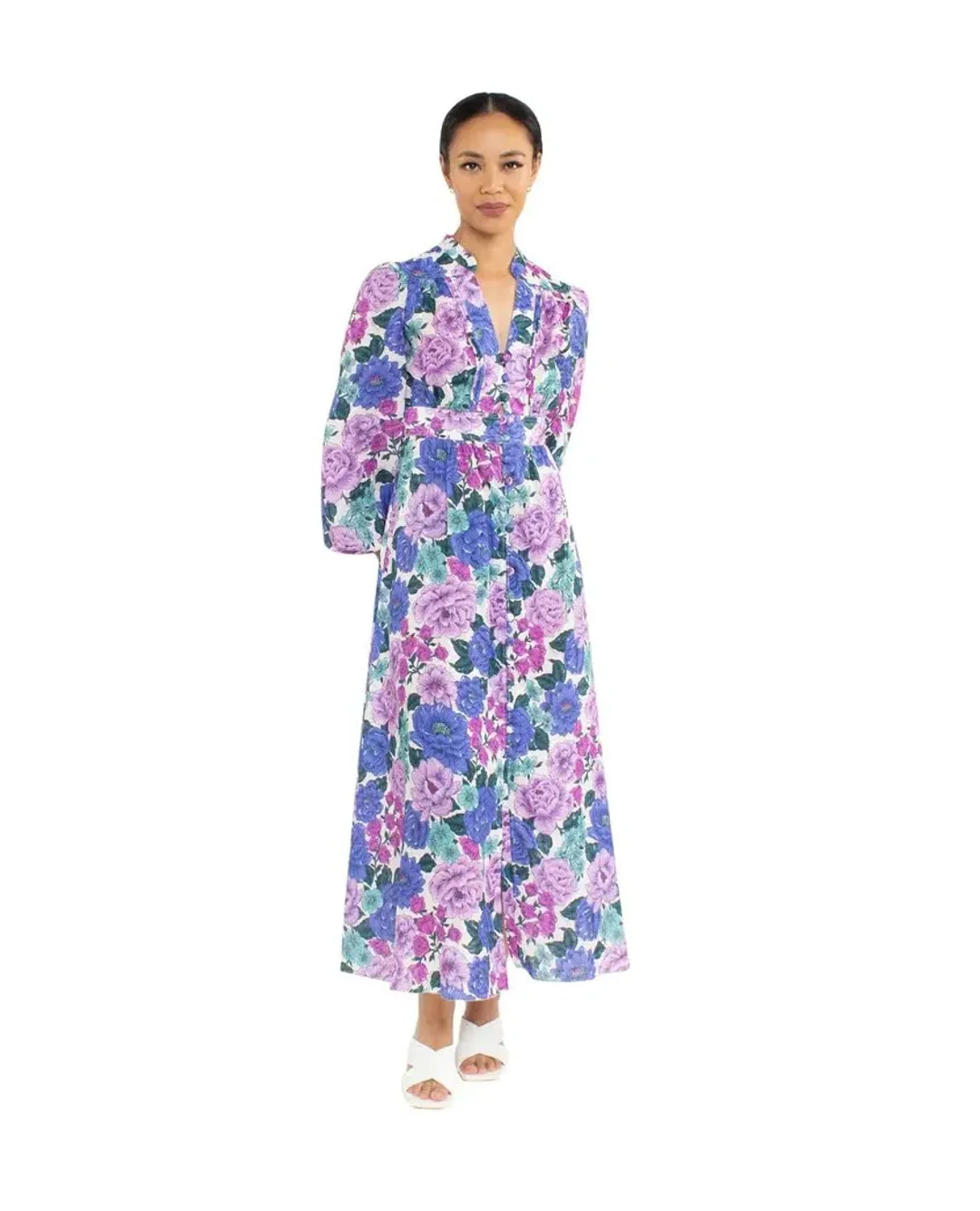 Zimmermann Poppy Plunge Midi Dress in Lilac Floral Size 1 / AU 10 for rent on The Volte - main image