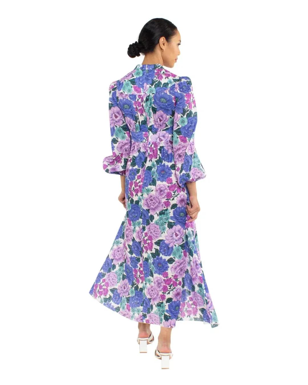 Zimmermann Poppy Plunge Midi Dress in Lilac Floral Size 1 / AU 10 for rent on The Volte - main image