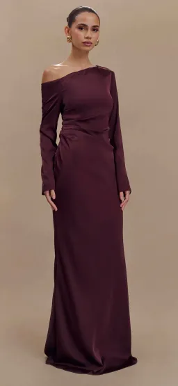 MESHKI AVERY long sleeve maxi dress plum for rent on The Volte - image 2