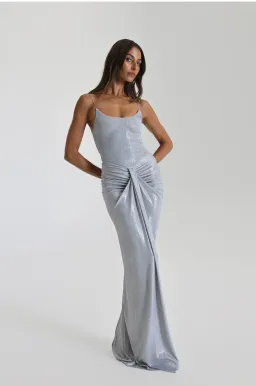 Natalie Rolt Allora Gown Silver size 10 for rent on The Volte - image 1