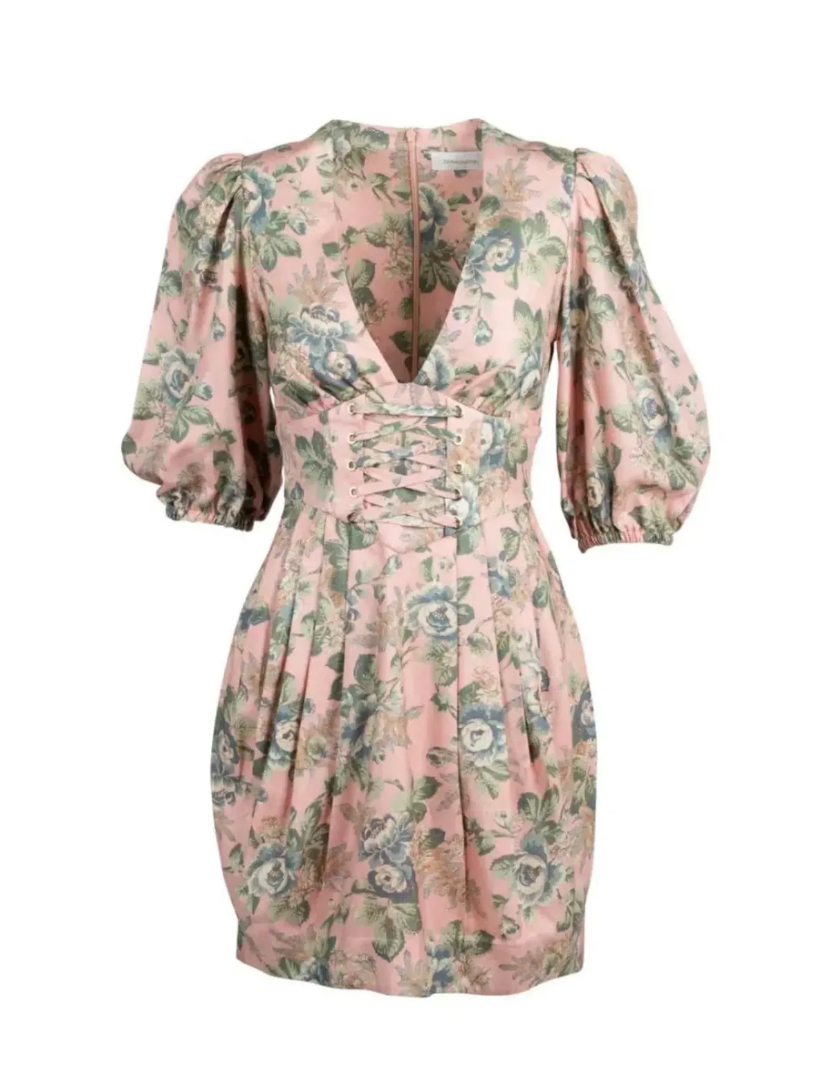 Zimmermann Tempest Lace-Up Mini Dress – Rouge Desert Rose – Size 2 / AU 12 - Image 4