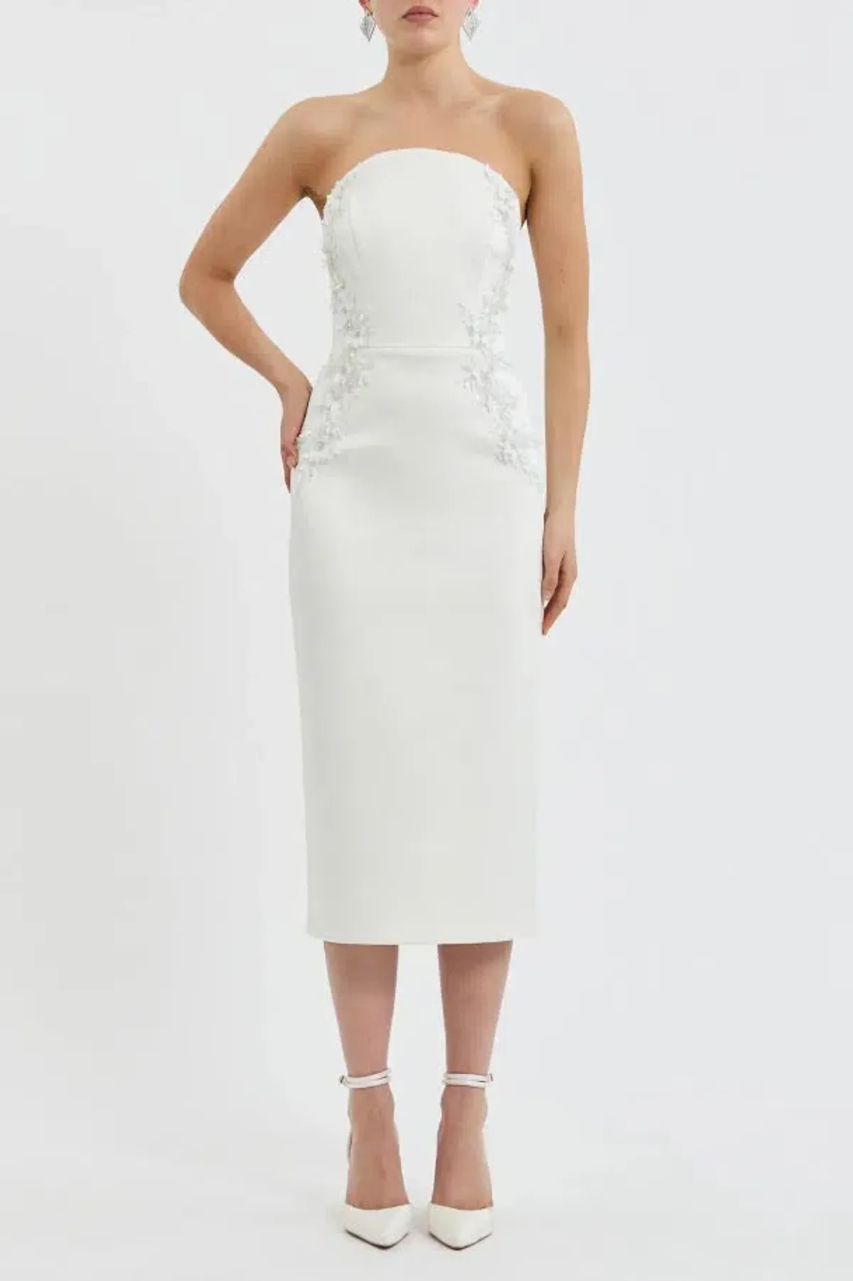 🤍 BRAND NEW Rebecca Vallance Xanthe Midi Dress in Ivory White – Size 10 AU 🤍 - Image 6