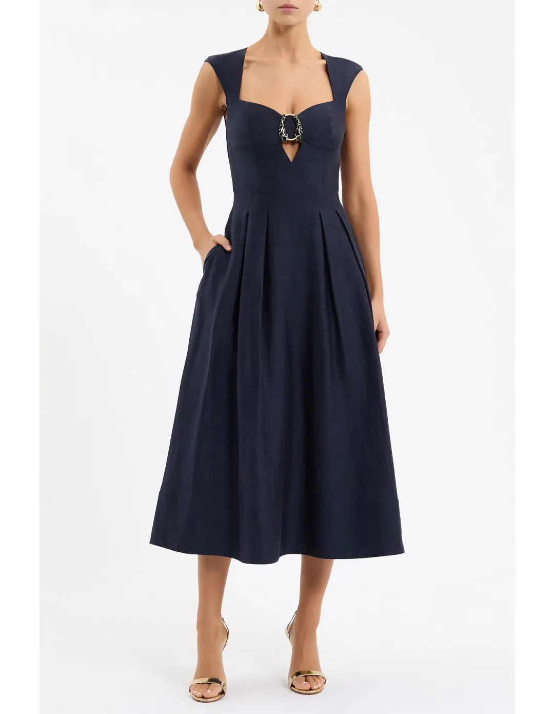 🌟BRAND NEW Rebecca Vallance Serenity Midi Dress - Size 12 AU - Navy Blue 🌟 for rent on The Volte - main image