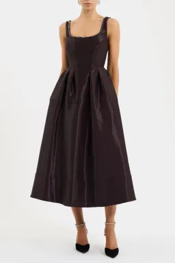 🍷 BRAND NEW Rebecca Vallance Lourdes Midi Dress – Size 12 AU Gown in Bordeaux Wine / Dark Burgundy🍷 for rent on The Volte - image 4