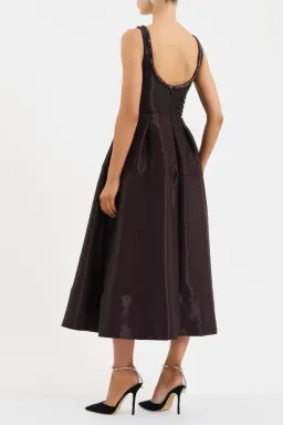 🍷 BRAND NEW Rebecca Vallance Lourdes Midi Dress – Size 12 AU Gown in Bordeaux Wine / Dark Burgundy🍷 for rent on The Volte - image 3