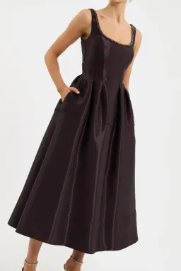 🍷 BRAND NEW Rebecca Vallance Lourdes Midi Dress – Size 12 AU Gown in Bordeaux Wine / Dark Burgundy🍷 for rent on The Volte - image 1