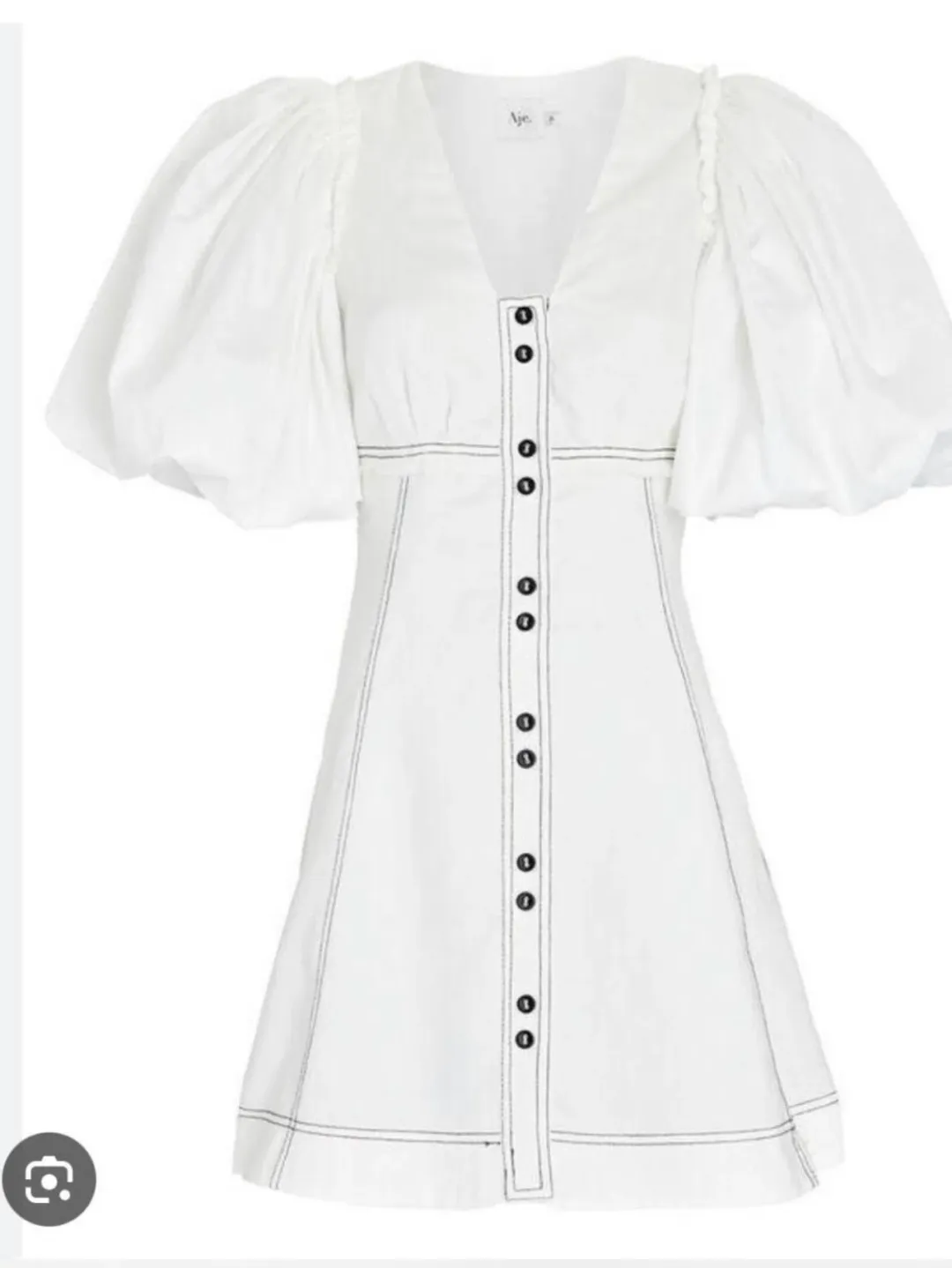 Aje Cherished Puff Sleeve Linen Mini Dress – Ivory – Size 10 for rent on The Volte - main image