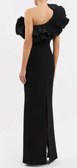 Rebecca Vallance one-shoulder black gown for rent on The Volte - image 3