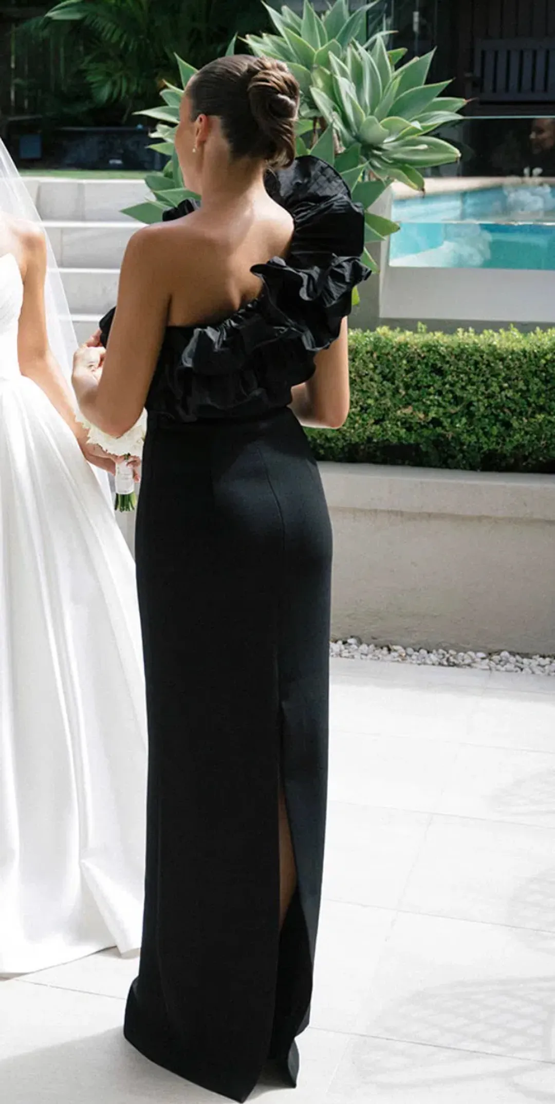 Rebecca Vallance one-shoulder black gown for rent on The Volte - main image