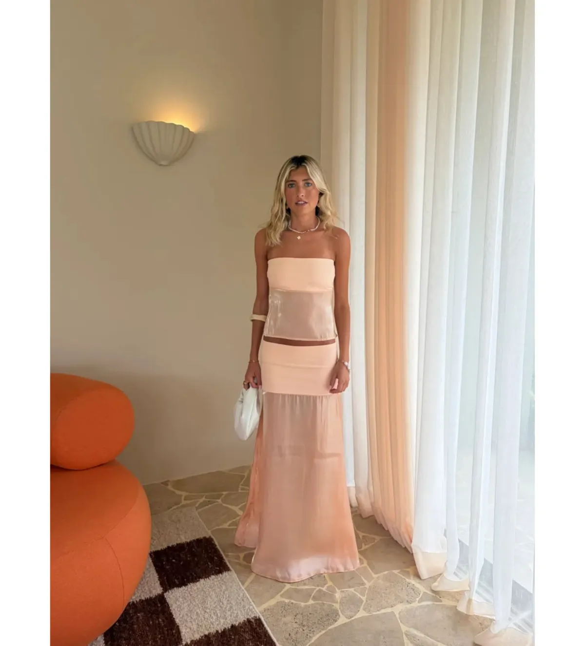 Desero Jacare Mallorca Top and Skirt Set in Orange Size S/AU8 - Image 1