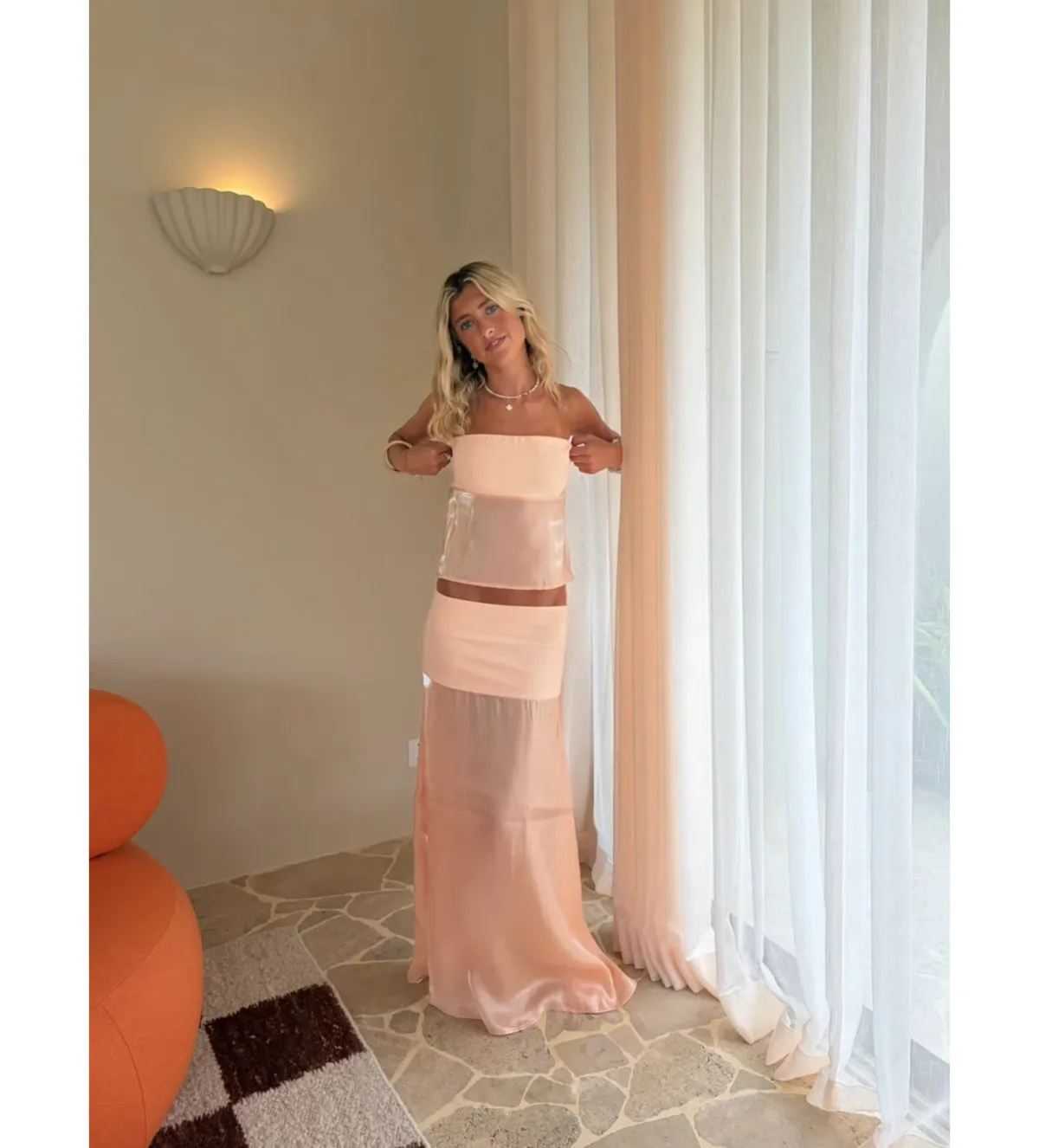 Desero Jacare Mallorca Top and Skirt Set in Orange Size S/AU8 - Image 2