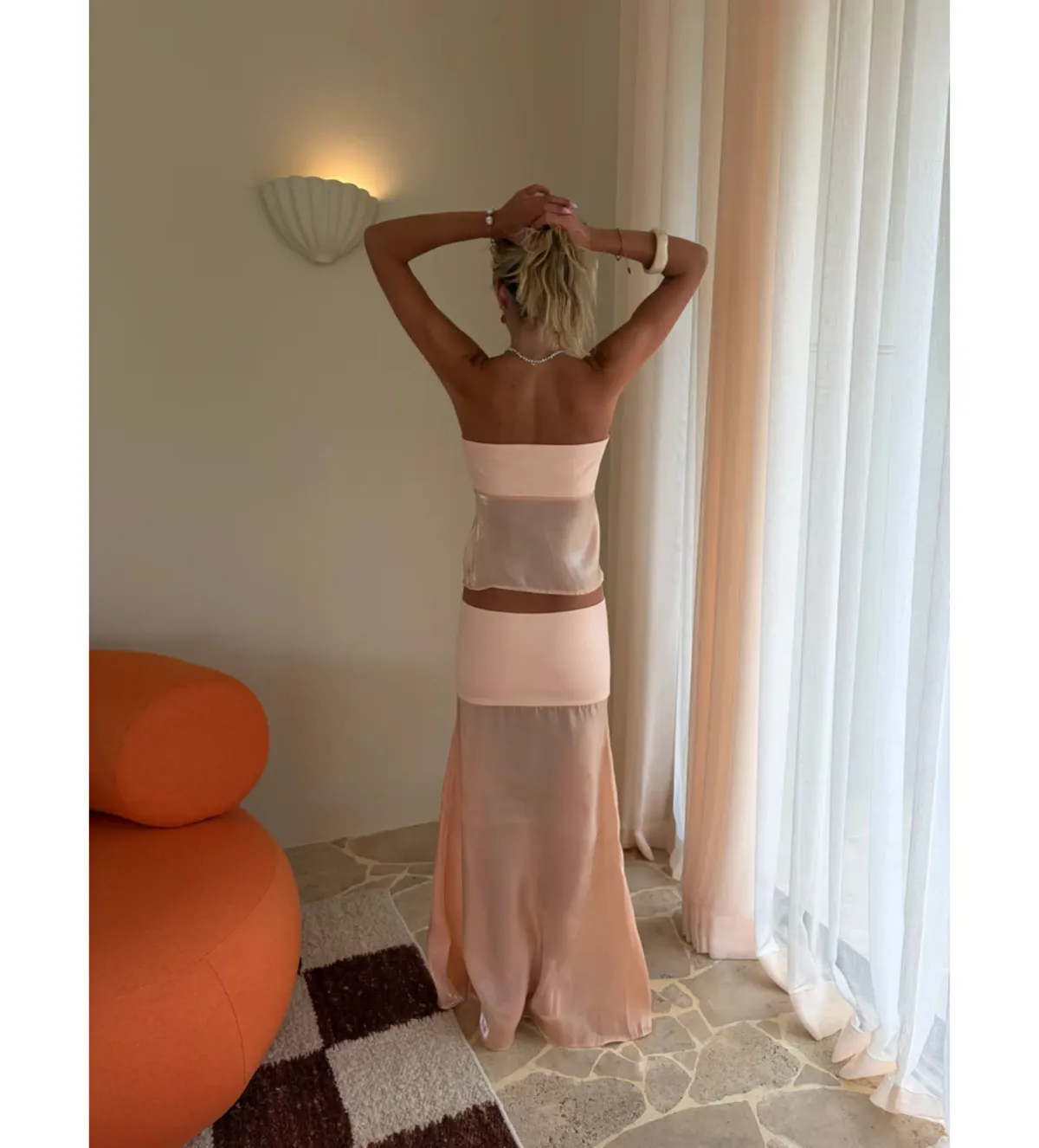 Desero Jacare Mallorca Top and Skirt Set in Orange Size M/AU10 - Image 3