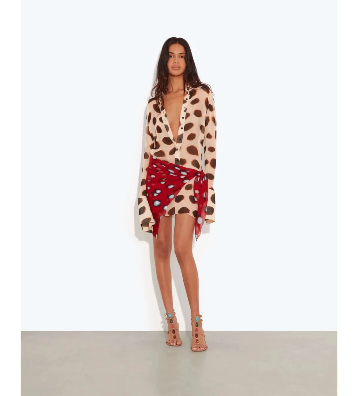 Rat & Boa Nilah Shirt Mini Dress in Animal Print Size M/AU10 for rent on The Volte - main image