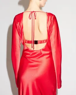 Lover Red Scoop Neck Long Sleeve Maxi Dress for rent on The Volte - image 4