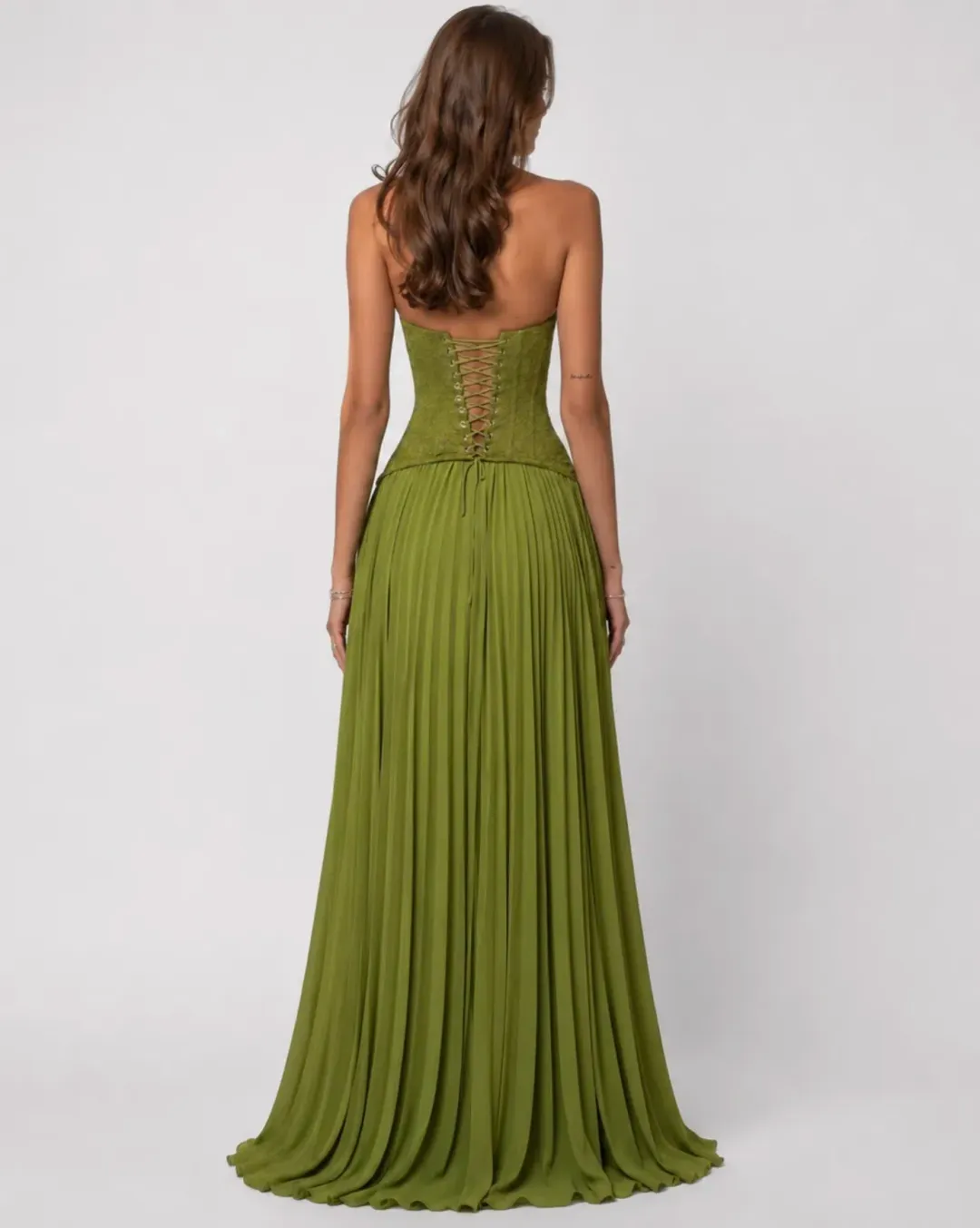 Fenity Gaia Dress Green Maxi for rent on The Volte - main image