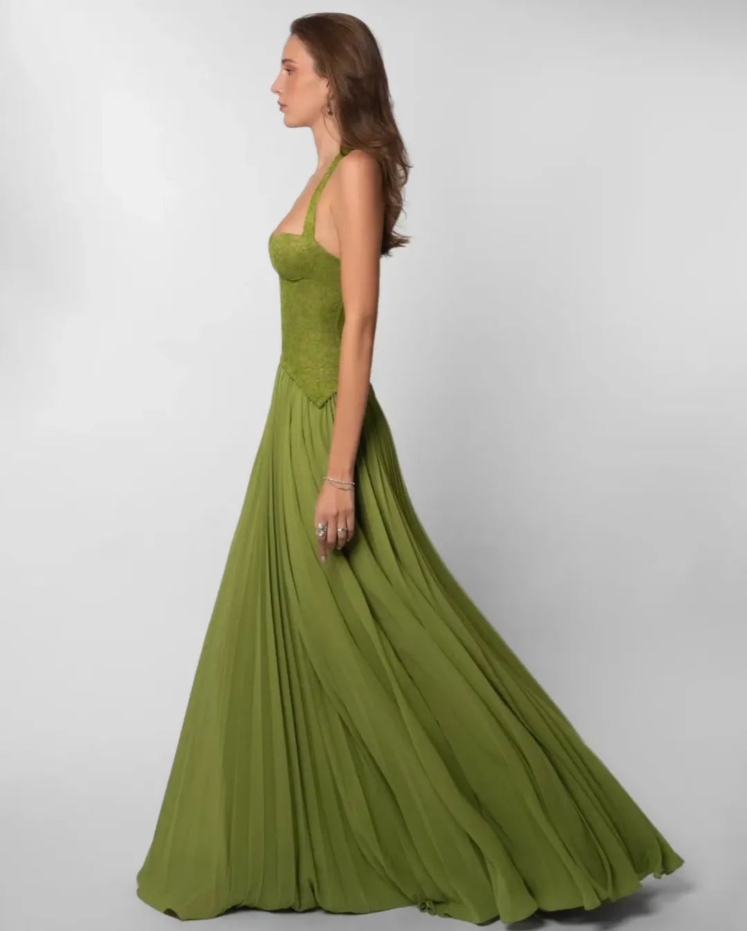 Fenity Gaia Dress Green Maxi for rent on The Volte - main image