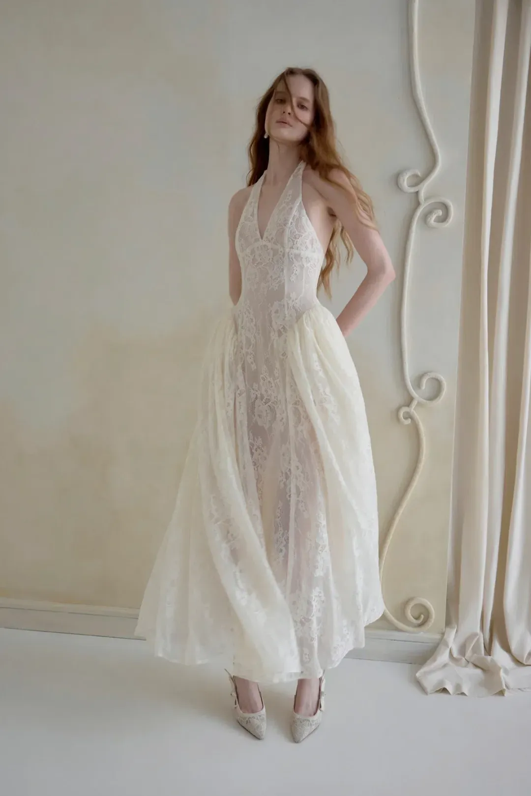 Ethereal Lace Halter Dress for rent on The Volte - main image