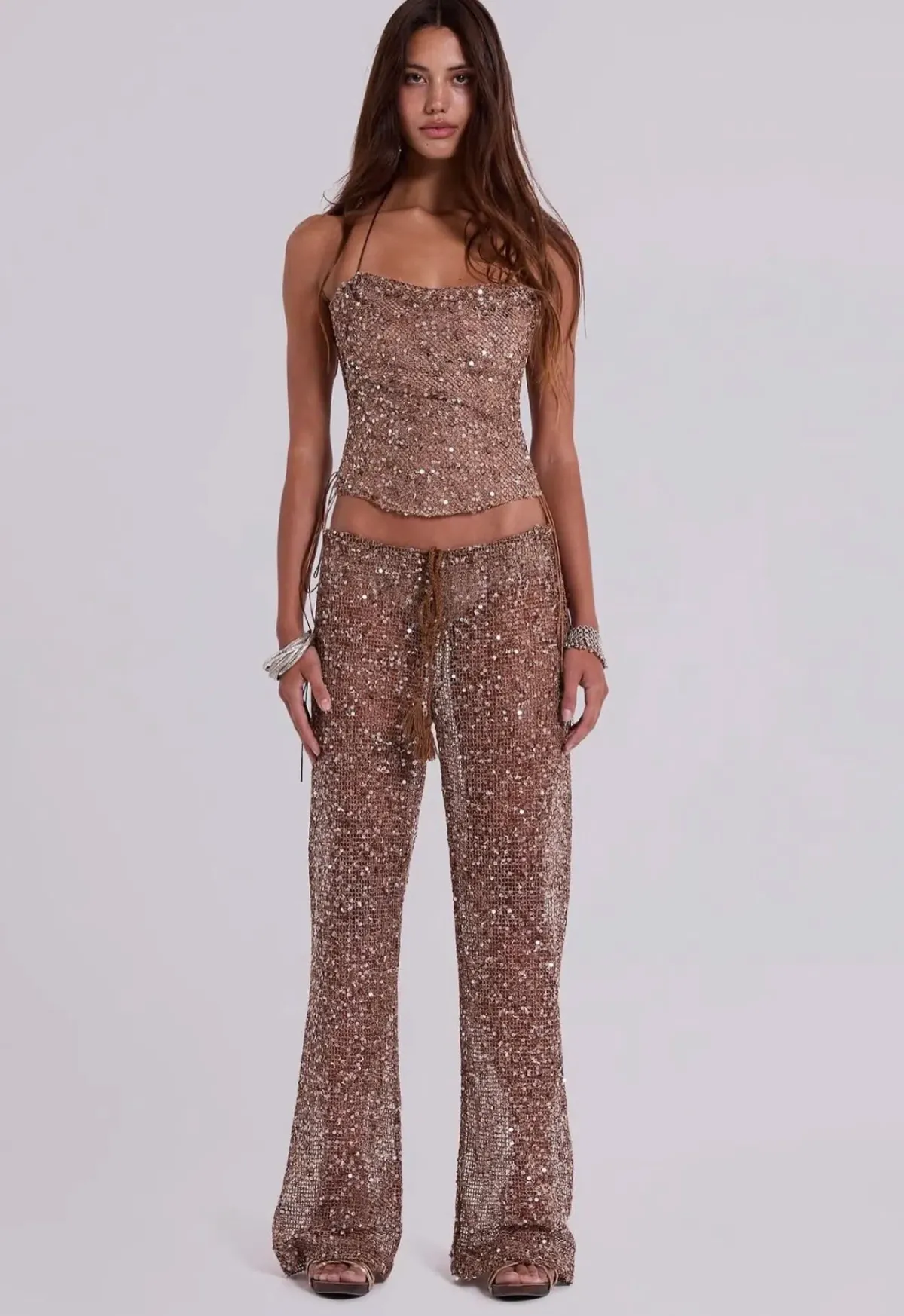 Golden nude sparkly set for rent on The Volte - main image