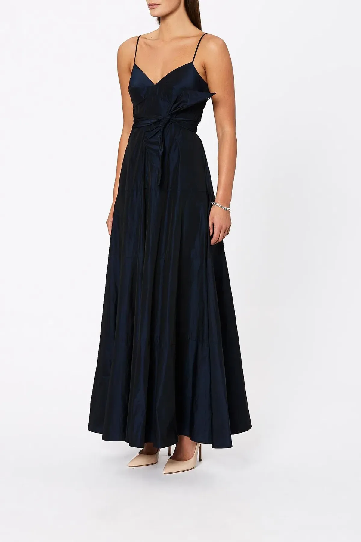 Scanlan Theodore Taffeta Maxi Dress Navy Size 8 - Image 1