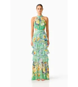 Elliatt Gardenia Halter Maxi Gown in Green Size M/AU10 for rent on The Volte - image 1