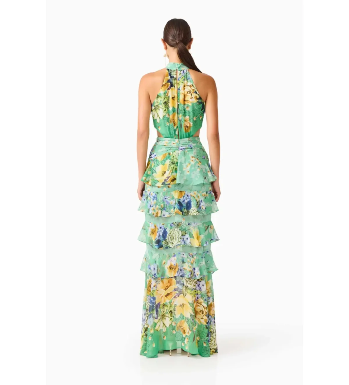 Elliatt Gardenia Halter Maxi Gown in Green Size M/AU10 - Image 3